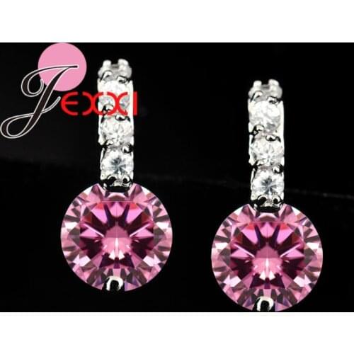 Elegant Wedding Engagement Woman Lady Stud Earring,Pure 925 Sterling Silver AAA CZ Zircon Crystal Jewelry For Bridal