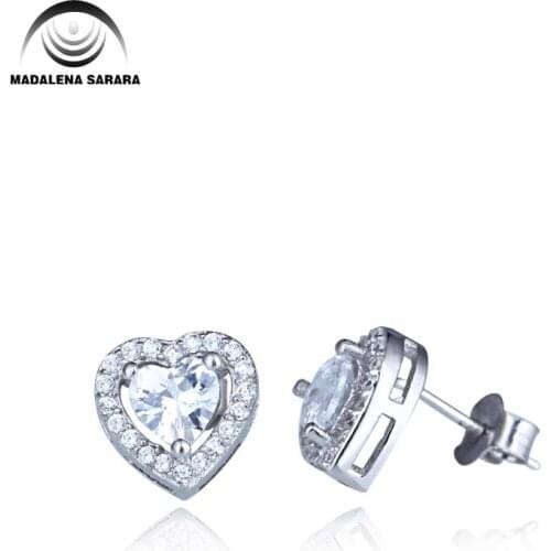 MADALENA SARARA Fashion Heart Style AAAA Inlaid Elegant S925 earrings Stud Simple Design