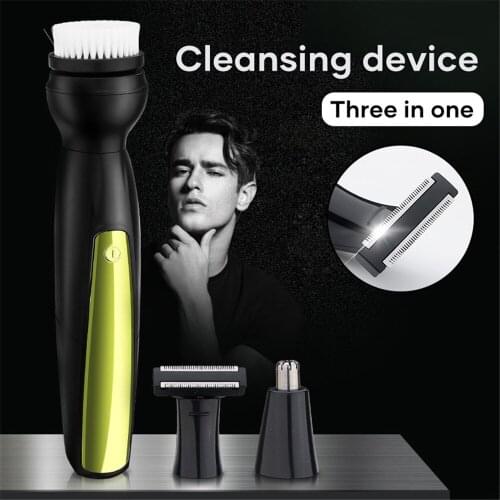 Electric Cleansing Brush Multifunctional Facial Clean Nose Hair Remove Knife Razor Three-in-one Cleaner Skin Care Gifts for Men