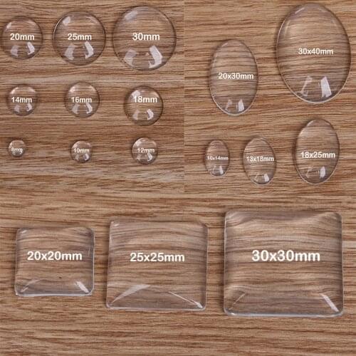 Hot DIY 10/20/30/50Pcs Square Oval Flat Back Transparent Clear Magnifying Glass Cabochon Cameo Cover For Jewelry Making