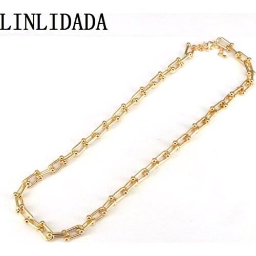 Hot 5Pcs U Link chain accessories big chain necklace gold/ rose gold /metalblack / silver color chain for jewelry making