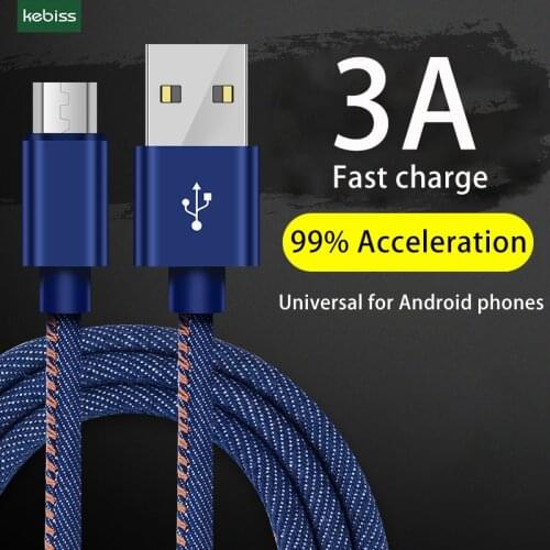 Kebiss Micro USB Cable 3A Nylon Fast Charge USB Data Cable for Samsung Xiaomi LG Tablet Android Mobile Phone USB Charging Cord