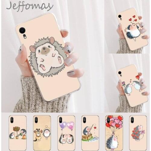 Kawaii Hedgehog Heart DIY phone Case cover Shell For iphone 12 5 5s 5c se 6 6s 7 8 plus x xs xr 11 pro max