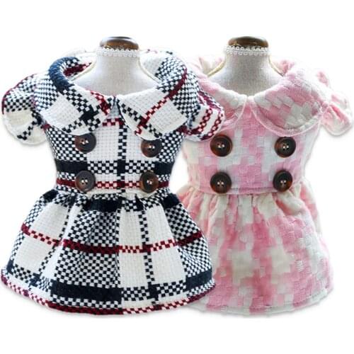Classic Comfort Dog Coat Pet Clothes Winter Warm Puppy Party Dress Dog Plaid Skirt Pet Retro Dress For Daily Outwear XS X M L XL