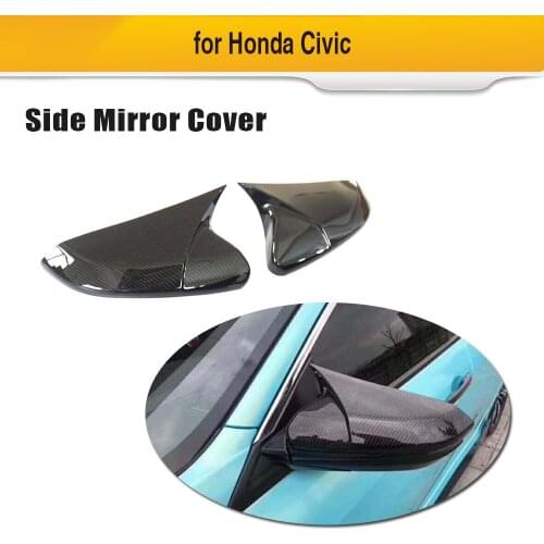 Carbon Fiber Rearview Side Mirror Cover Caps for Honda Civic 10th 2016 2017 2018 Horn Shape Sticker Covers Two Style