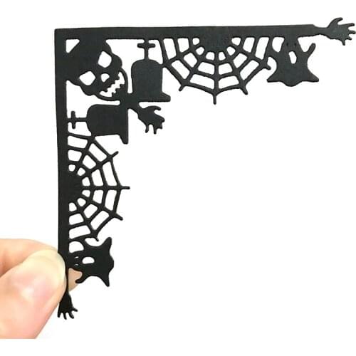 Halloween Metal Cutting Dies Skull Ghost Spider Net Corner Scrapbooking Die Cuts Card Embossing DIY Photo Album Template Stencil