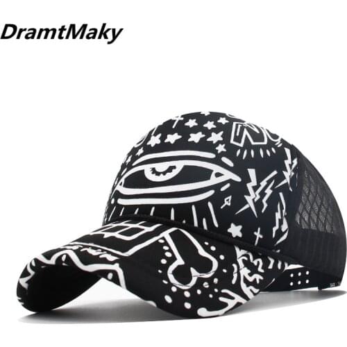 Graffiti Fashion Summer Baseball Cap Women Men Mesh Breathable Snapback Cap Unisex Adjustable Sport Hats Dad Hat Bone truck cap