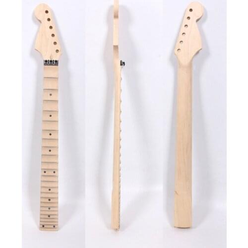 Unfinished Full scalloped Guitar Neck Electric Guitar Replacement 24 Fret Maple fingerboard black dot inlay