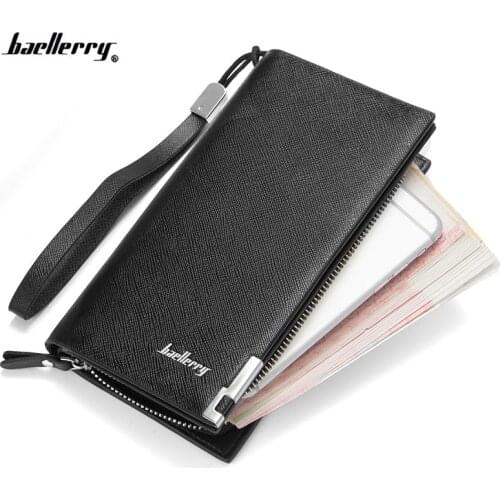 2020 New business men wallets design Casual card purse for male long Brand Clutch phone bag with zipper gift for men