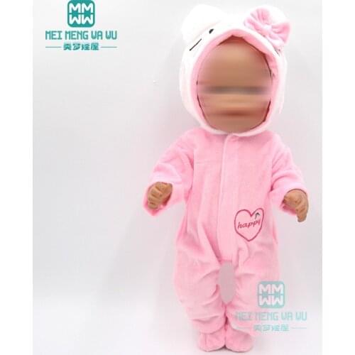 Clothes for doll fit 43cm baby new born doll Cartoon TK cat jumpsuit clothes15 styles