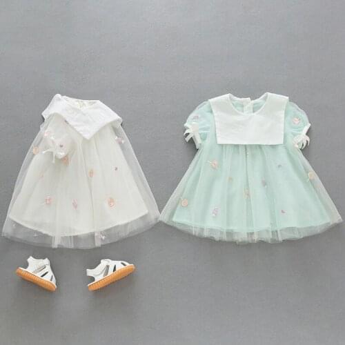 Baby Girl Clothes Newborn Infant Outfits Summer Short Sleeve Candy Embroidery Princess Tulle Party Dresses baby Clothing 0-24M