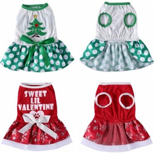 Dog Pet Clothes Dress Christmas tree Design Cotton Cat Puppy Skirt Spring/Summer Clothes Apparel New Year Skirt