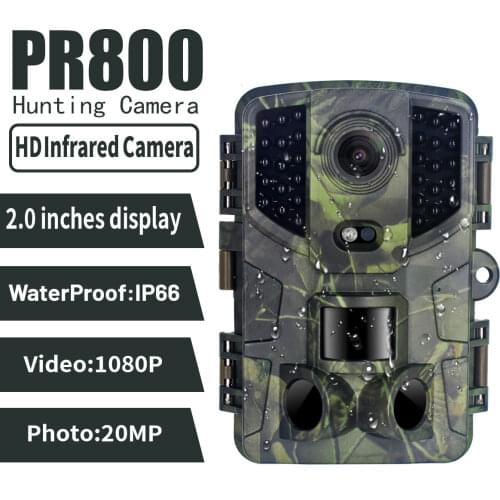 PR800 Hunting Trail Camera 1080P 20MP Waterproof Infrared Night Vision Outdoor Wild Motion Activated Scouting Camera Photo Trap