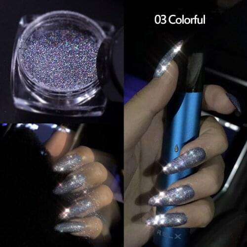 1Box Reflected Nail Glitter Powder Shiny Glow Party Nail Powder Laser Gradient Nail Pigment Glitter Manicure Holographics Dust