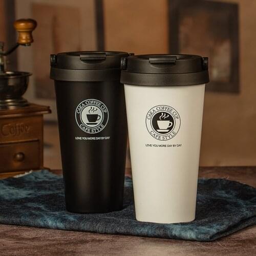 Couple 500ml Portable Travel Coffee Mugs Insulated 304 Stainless Steel Sports Cup For Tea Milk Tumbler Breakfast Leakproof Cup