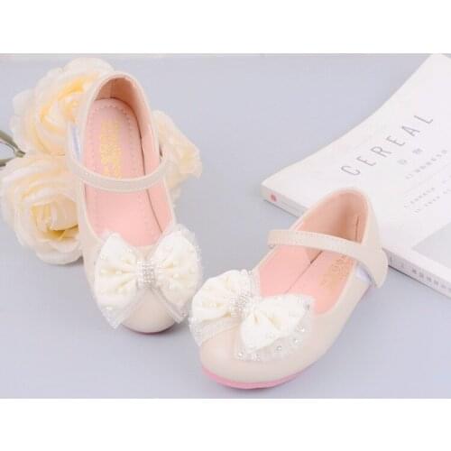Little Girl Dress Princess Crystal Bow Leather Shoes Dance Party School ChildrenS Shoe For Kids 2 3 4 5 6 7 8 9 10 11 12 Year
