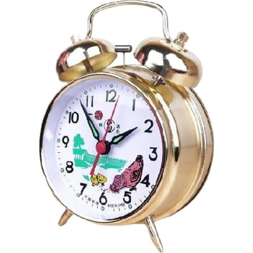 Manual Alarm Clock Gold Metal Mini Desktop Clock Table Clock Silent Watch Retro Mechanical Bedside Bedroom Clocks Gift Ideas