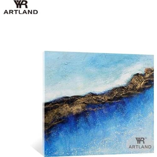 Modern abstarct landscape painting100% Handmade gold foil montains oil painting on canvas wall art picture for wall decoration