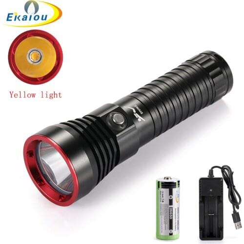 2020 Newest XHP70 LED Yellow Light Diving Flashlight Underwater 100M Scuba Waterproof Torch xhp70.2 Deep Tactics Lamp