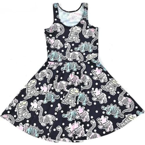 Oversized 4xl Loose Mini Dress Women Cartoon Dinosaur 3D Print Sleeceless Tank Pleated Dresses 2021 Summer New Fashion Clothing