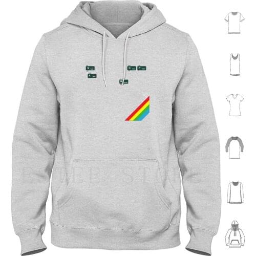 Qaopm Hoodies Long Sleeve Zx Spectrum Keyboard Gamer Retro Hipster 80S