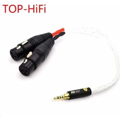 TOP-HiFi 10cm 8 Cores Silver Plated 2.5mm TRRS Balanced to 2x 3pin XLR Female Audio Adapter Cable for AK240 AK380 AK320