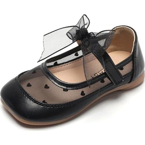 CUZULLAA Kids Girls Elegant Lace Butterfly-Knot Casual Shoes For Children Breathable Patchwork Hook & Loop Flat Shoes Size 21-30