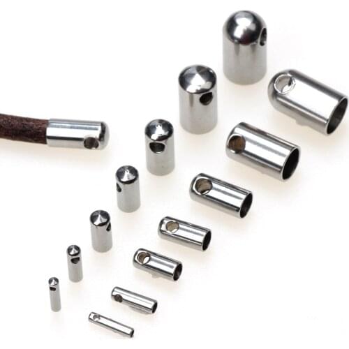 Inside Diameter 1mm-6mm Stainless Steel Clasps Hooks Cords End Caps For Bracelet Necklace DIY Jewelry Findings Making