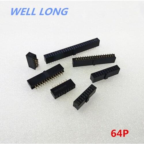 High Quality2*32 Pin 2.54mm Pitch Female 64 Pins female socket female Black connector