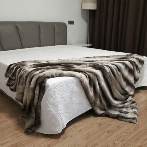 High Quality Rex Rabbit Fur Bed Blanket, Sofa Fur Carpet Blanket, Custom Size