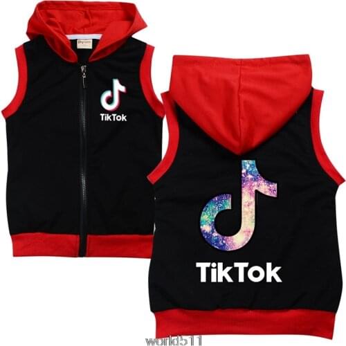 Boys and girls spring and autumn Tik Tok vest childrens jacket middle and big childrens spring Tik Tok vest