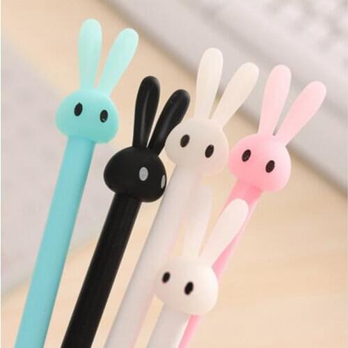 0.5mm Cute Kawaii Plastic Gel Pen Cartoon Rabbit Pen Lovely Neutral Pens For Writing Kids Gift Korean Stationery School Supplies