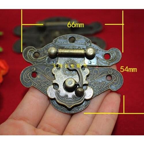 10pcs Antique Brass Decorative Hasp Jewelry Box Hasp Latch Lock 66x54mm