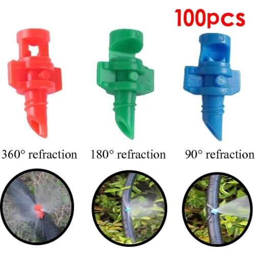 100pcs 90°180°360°Angle Simple Refraction Sprinkler Nozzle Head Auto Sprinkler Irrigation System Plant Flower Spray Waterers