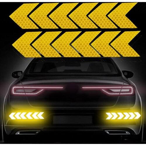 12pcs/set Reflective Arrow Sign Tape Warning Safety Sticker For Truck Car Bumper Trunk Reflector Car Sticker Tape Car Styling