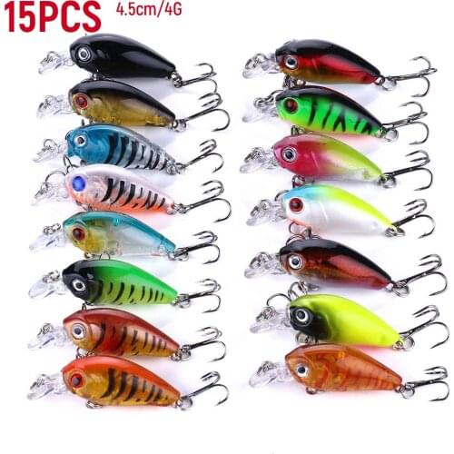 15PCS/9PCS/5PCS high quality bait mixed color Min bait fishing tackle bait mixed bait 3D eye hard bait swinger