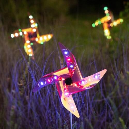 2pcs Garden Lights Solar Powered Windmill Lights Decor Path Landscape Lights 32LED Solar Ground Light Outdoor Windmill Lamps