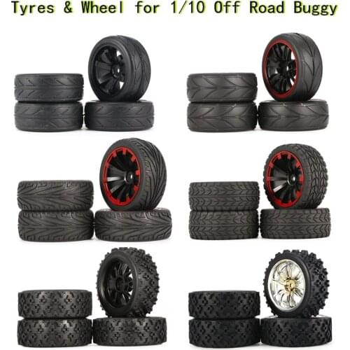 4Pcs 1/10 1/12 1/14 1/16 Off Road Buggy Tires Wheel Rims Set Front Rear 12mm Hex Hubs for Wltoys 144001 Remo 1631 RC Car RC Car