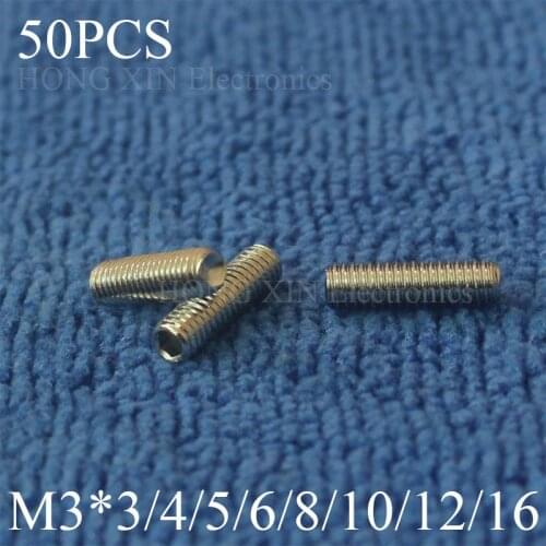 50PCS M3*3/4/5/6/8/10/12/16mm Stainless Steel Allen Head cup point Hex Socket Set Screw Grub Screw