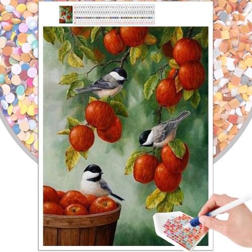 Diamond Painting Cartoon Animal Sparrow Landscape Embroidery Set 5D DIY Mosaic Square Round Rhinestone Mural Home Decoration Art