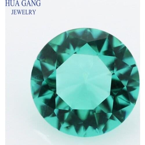 Free Shipping Size 2.5-12mm Color Blue-green Round Shape Machine Cut Loose Glass Stone Synthetic Gems For Jewlry