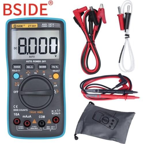 ZT301 ZT302 True RMS Digital Multimeter 8000 9999 Counts Multifunction AC/DC Voltage Temperature Capacitance Tester DMM