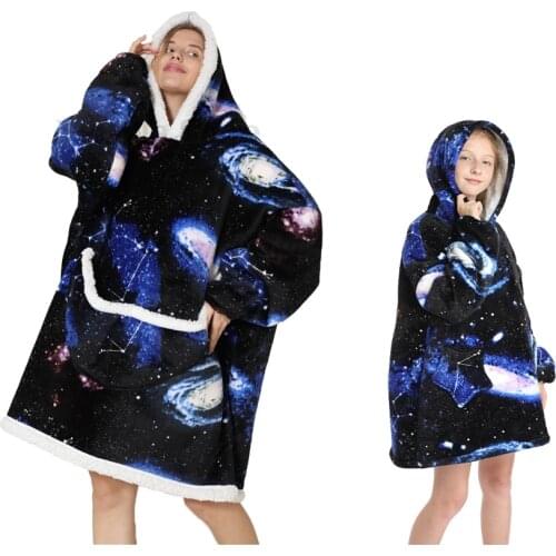 Parent-child Baby Kids Cool Big Warm Sofa Oversize Sweater Adult Women TV Hoodies Wearable Blanket Hoodie Girls Boys Homewears