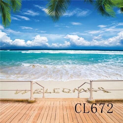 Polyester Backdrop Background Photography Studio Props Tropical Leaves Seawater Sand Photographic Seamless Washable No Crease