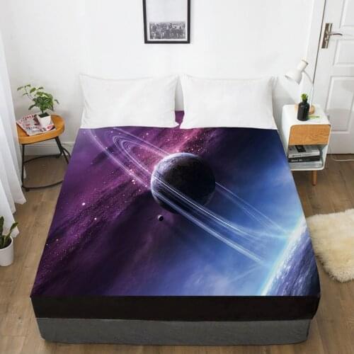 Galaxy fitted sheet bed sheet With An Elastic Band 150x200/180/200/160*200 Mattress Cover Bed cover Black stars