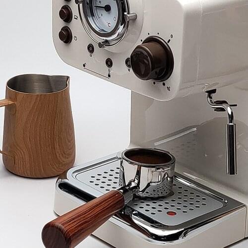 58MM Stainless Steel Coffee Machine Bottomless Filter With Wooden Handle Universal E61 Espresso Coffee Tools Machine Accessory