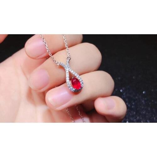 The Best Wedding Gift Ruby Pendant Natural And Real Ruby Necklace 925 sterling silver Fine jewelry Ruby Pendant