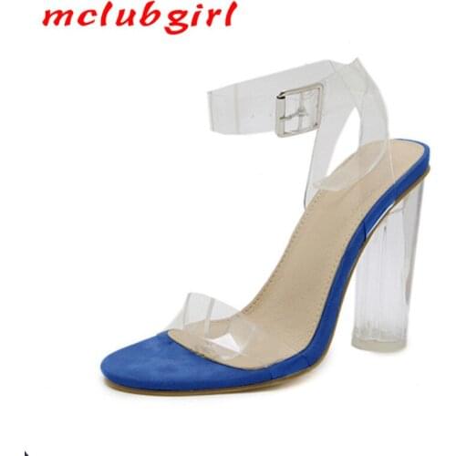 Mclubgirl 2020 Summer Fashion Transparent Sandals With Shallow Mouth And Thick Buckle Open Toe Fish Mouth Women Sandals CGB