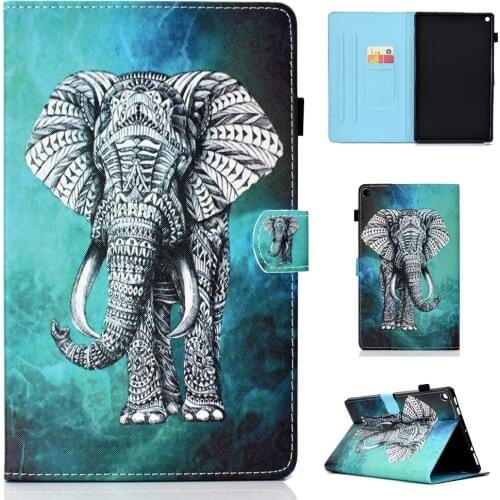 Fashion Cartoon Pattern Tablet PC Card Slot Case for Amazon Kindle All-New Fire HD10 HD 10 2015/2017 Case Stand Flip Cover coque