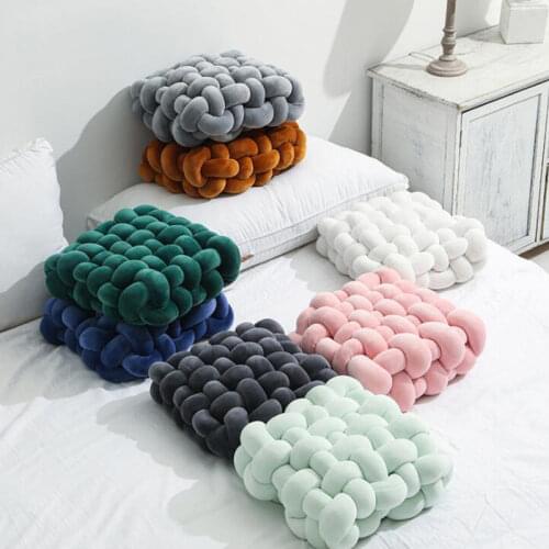Nordic Solid Color Square Shaped Soft Plush Cushion Sofa Bedding Seat Cushion Back Cushion Pillow Photography Props Home Decor